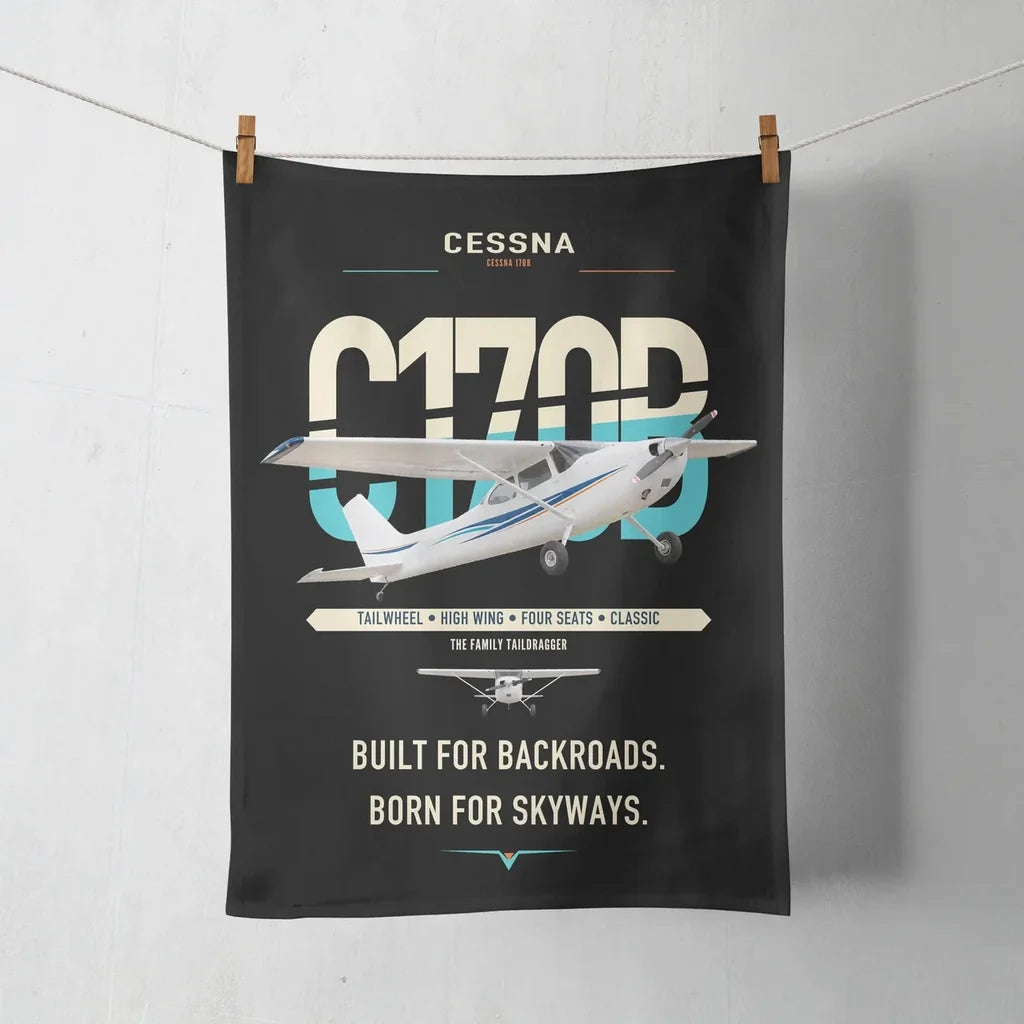 Cessna 170B design on black towel