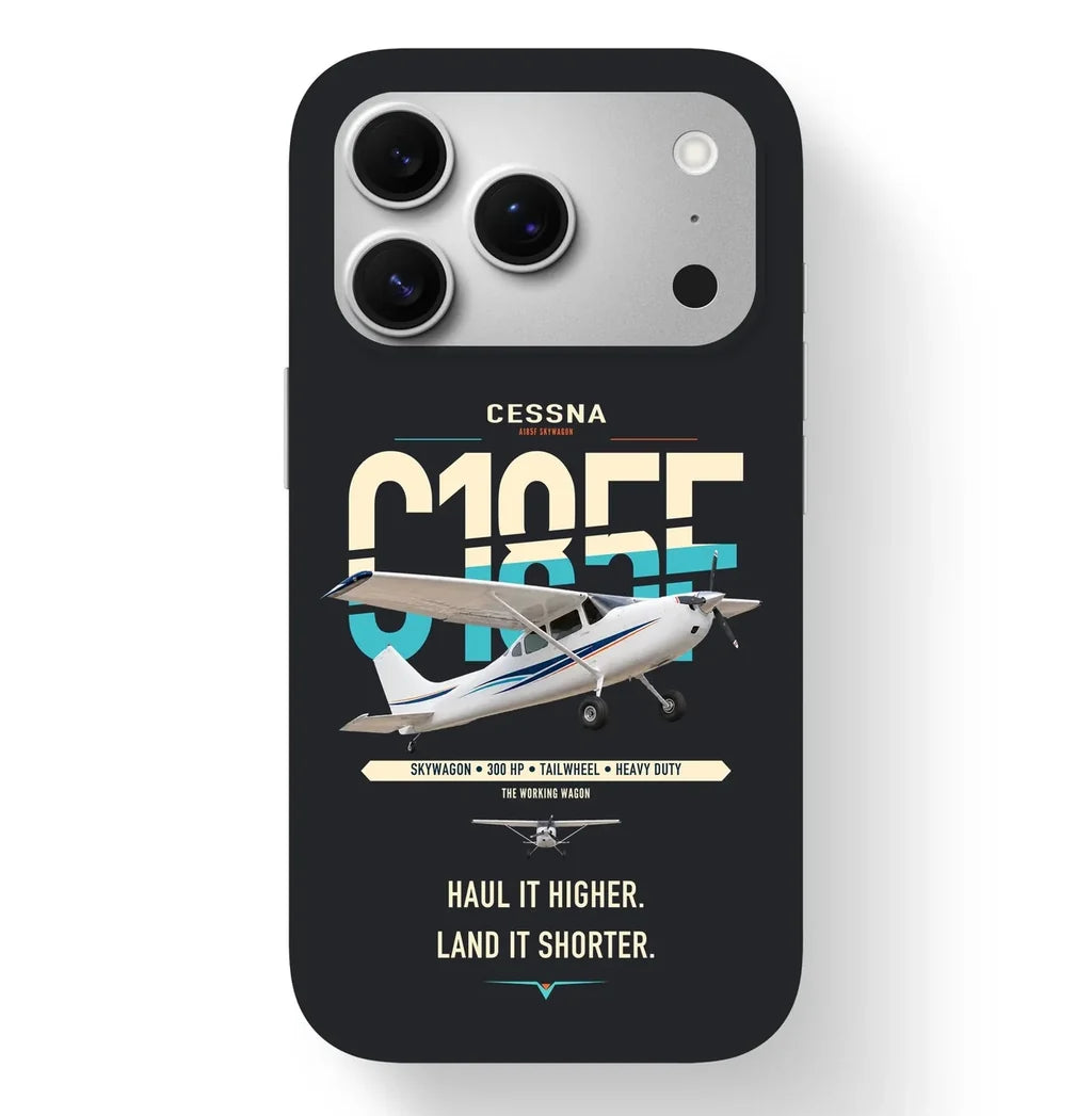 Cessna A185F Skywagon design on black magsafe iphone case, for iPhone 17 Pro
