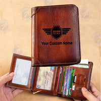 Thumbnail for Custom Name (Badge 5) aviation print leather wallet, leather.