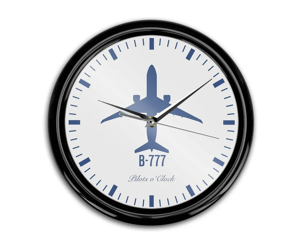 Boeing 777 aviation themed wall clock, premium wood and metal.