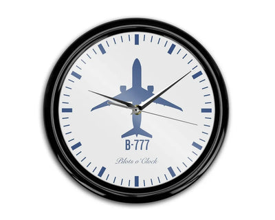 Boeing 777 aviation themed wall clock, premium wood and metal.