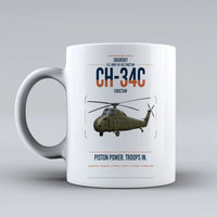Thumbnail for Sikorsky CH-34C Choctaw design on white ceramic mug, double-side print