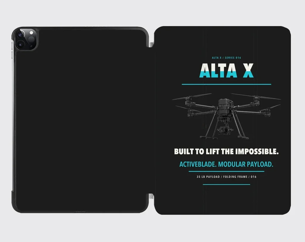 Freefly Alta X design on black ipad tablet case