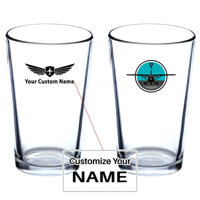 Cessna & Gyro Beer & aviation design on beer water glass, versatile drinkware.