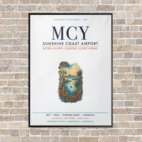 Thumbnail for Sunshine Coast Airport MCY vertical canvas print - framed - white background