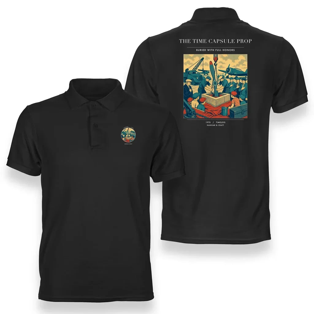 VINTAGE G4428 - The Time Capsule Prop - Double-Side Polo T-Shirt design on black