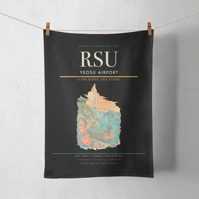 Yeosu Airport (RSU) design on black towel
