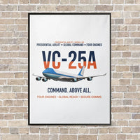Thumbnail for VC-25A Air Force One Presidential Airlift vertical canvas print - framed - white background
