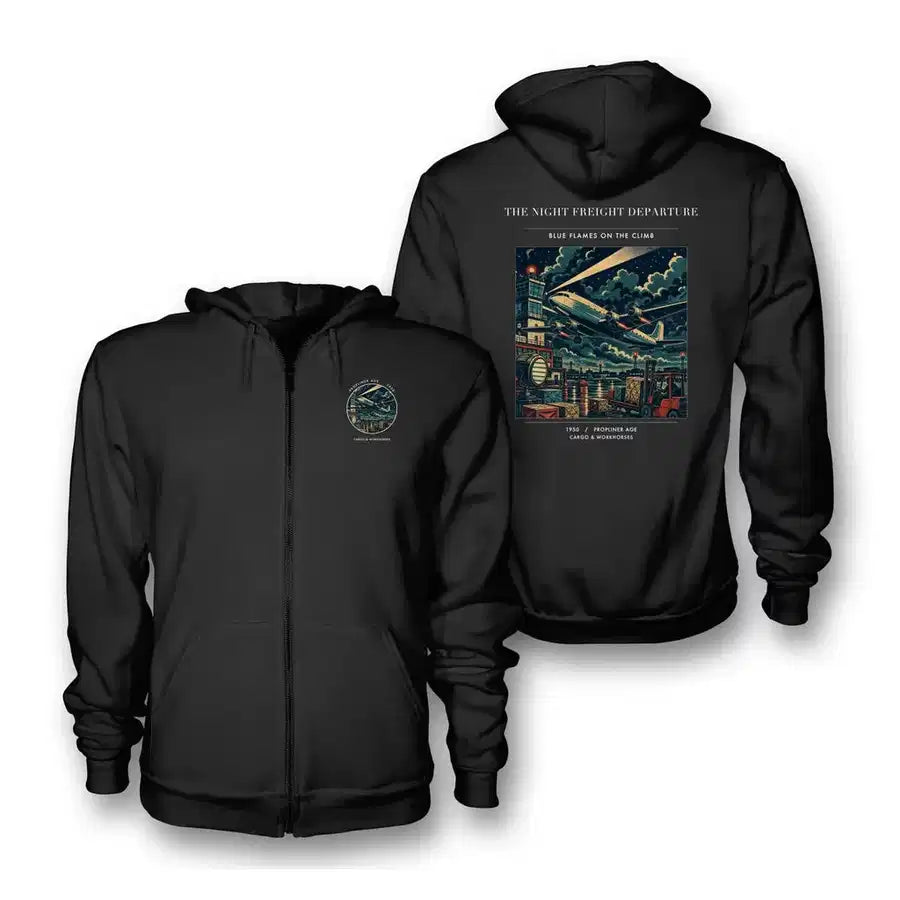 VINTAGE G4248 - The Night Freight Departure - Premium Zipped Hoodie design on black