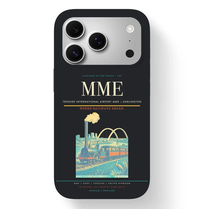 Darlington Airport (MME) design on black iPhone 17 Pro MagSafe case