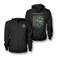 Thumbnail for VINTAGE G4050 - The River Patrol - Premium Zipped Hoodie design on black