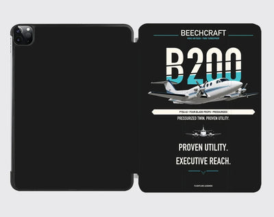Beechcraft King Air B200 design on black ipad tablet case