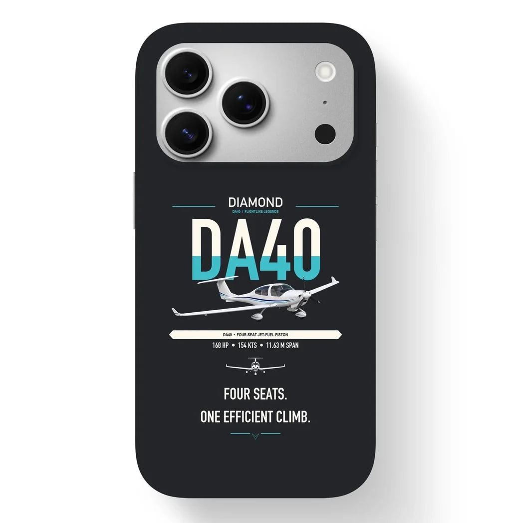 Diamond DA40 design on black magsafe iphone case, for iPhone 17 Pro