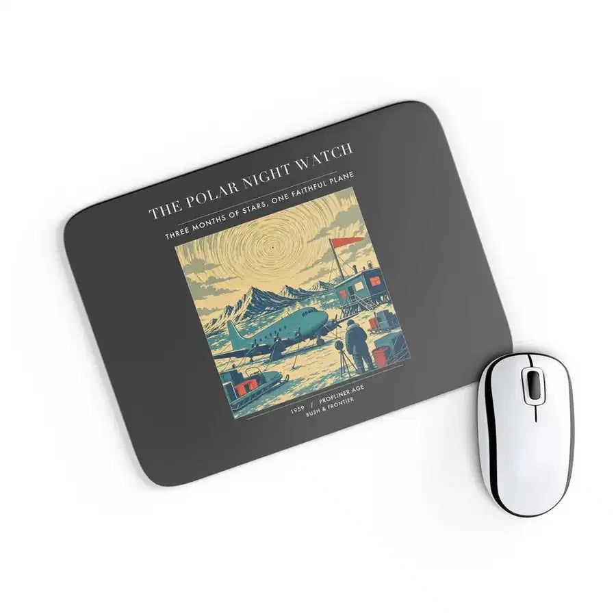 VINTAGE G4357 - The Polar Night Watch - Designed Mouse Pads design on black rectangle