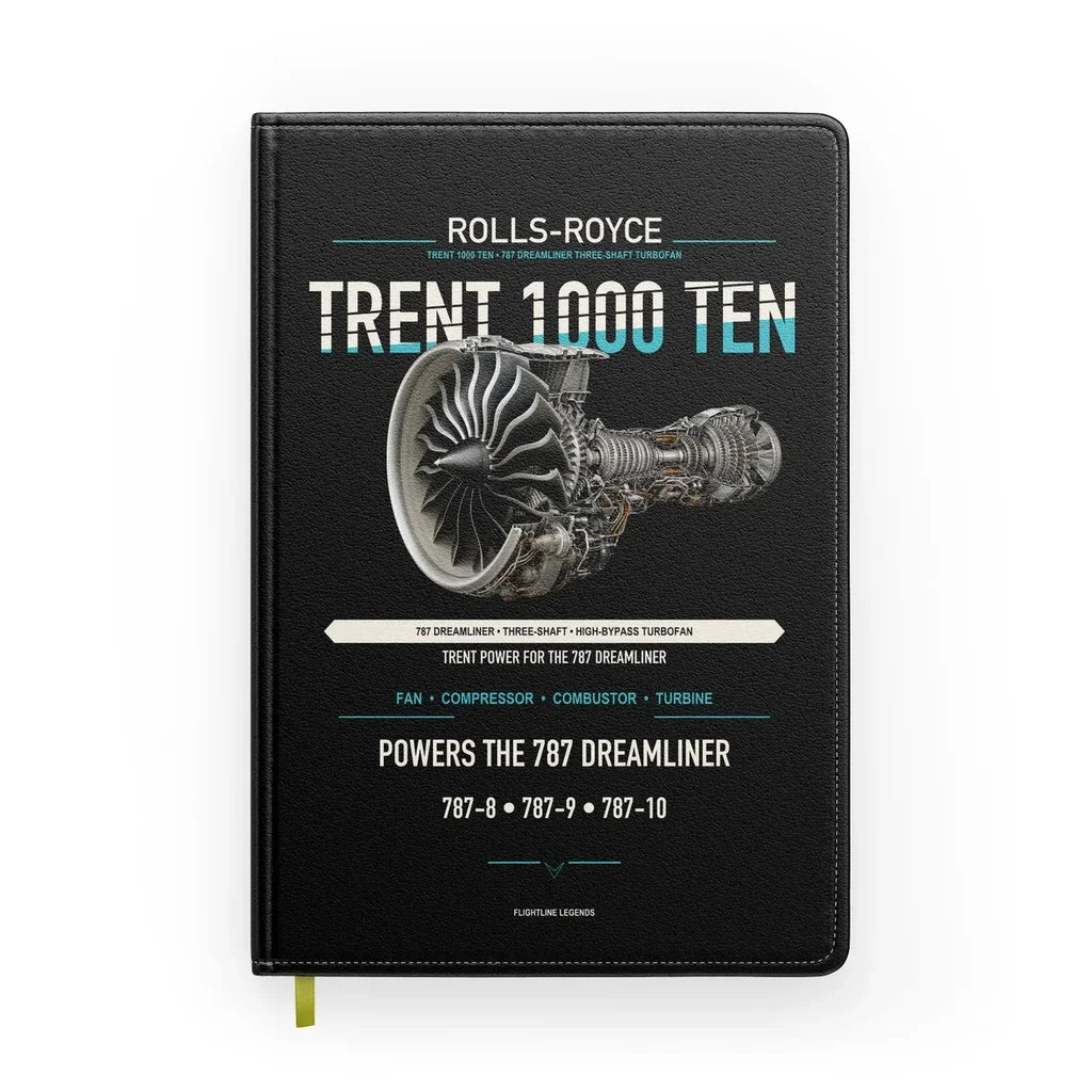 TRENT 1000 TEN design on black notebook