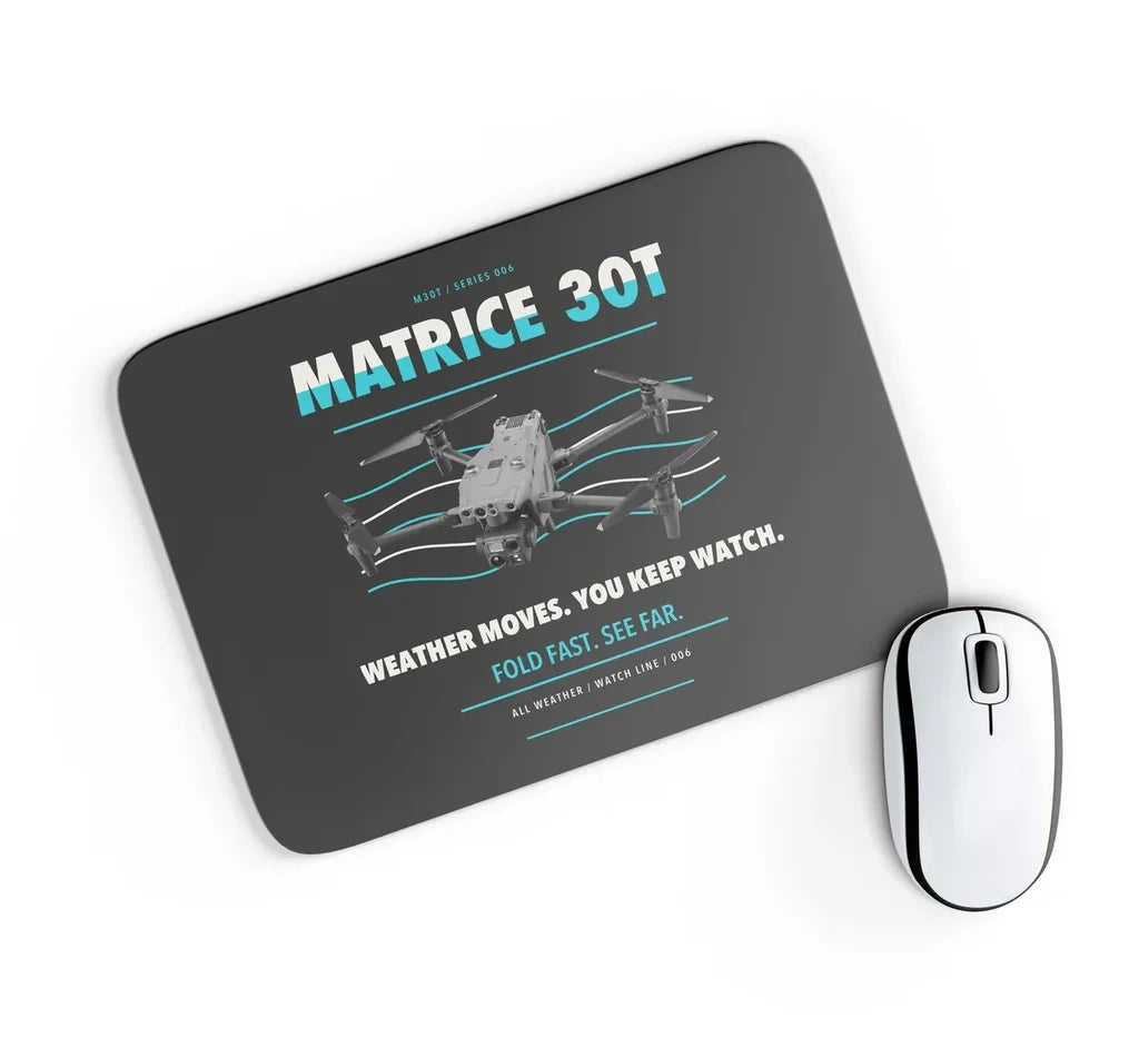 DJI Matrice 30T design on black rectangle mouse pad