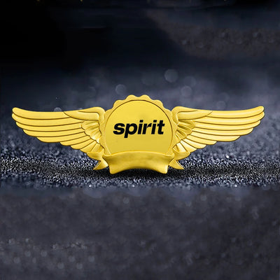 Spirit Airlines aviation badge in polished metal.