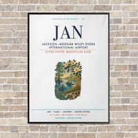 Thumbnail for Jackson–Medgar Wiley Evers International Airport JAN vertical canvas print - framed - white background