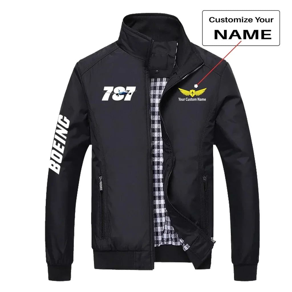Super Boeing 787 aviation design printed on modern shell with tailored fit stylish jacket.