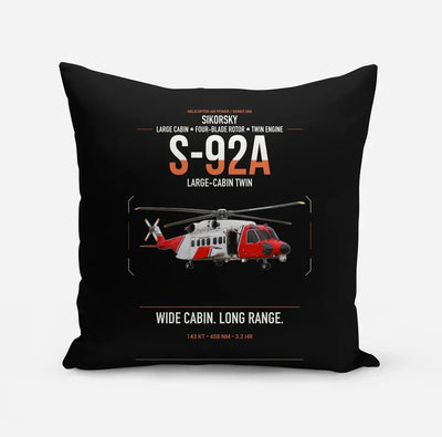 Sikorsky S-92A design on black pillow