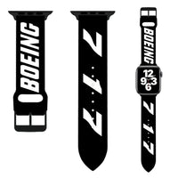 Thumbnail for Boeing 717 Flat Text aviation-themed Apple Watch band, polished soft silicone.
