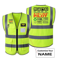 Thumbnail for Airline Pilot Label aviation design printed on high-visibility reflective fabric reflective vest.