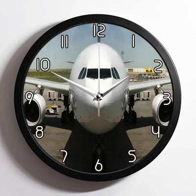 Face to Face with an Huge Airbus aviation design on premium wood and metal wall clock.