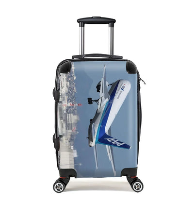 Departing ANA's Boeing 767 Cabin Size aviation design luggage, durable shell construction.