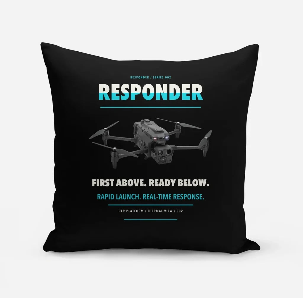 BRINC Responder design on black pillow