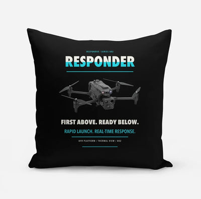 BRINC Responder design on black pillow