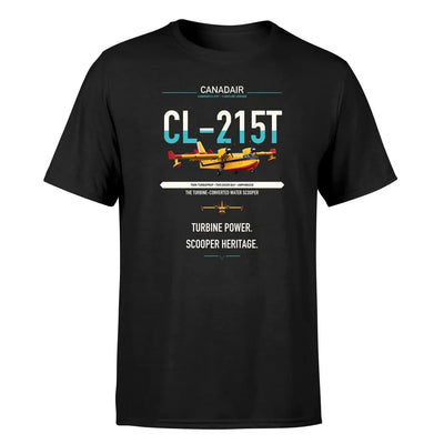 Canadair CL-215T design on black t-shirt, single-side print