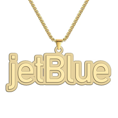 jetBlue Airways Airlines aviation-themed hollow necklace, polished metal.
