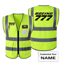 Thumbnail for Boeing 777 & Text aviation design printed on high-visibility reflective fabric reflective vest.