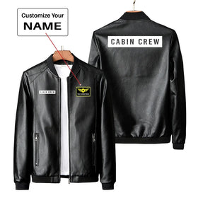 Cabin Crew Text PU Leather Jackets