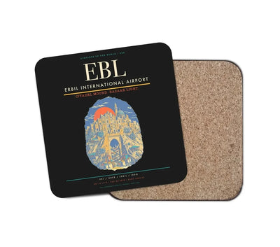 Erbil International Airport (EBL) design on black 1 piece coaster