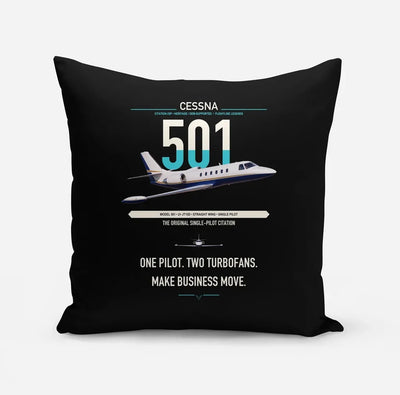 Cessna 501 Citation I SP design on black pillow