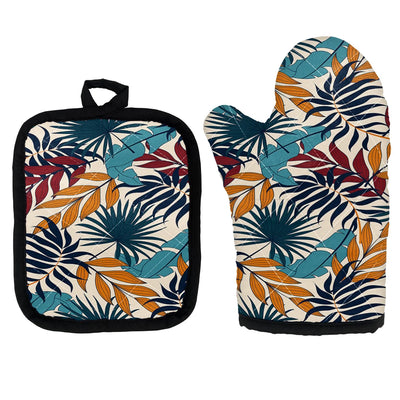 Super Leafs Kitchen Glove & Holder aviation design on durable fabric with insulated lining kitchen glove holder.