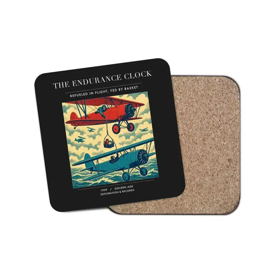 The Endurance Clock - Designed Coasters design on black 1-piece