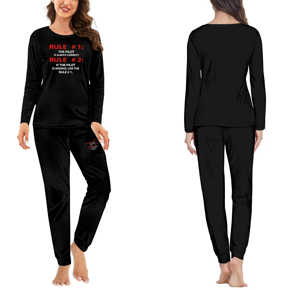 Rule 1 - Pilot is Always Correct women pajamas - Black