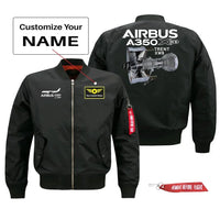 Thumbnail for Airbus A350 & Trent WXB Engine Pilot Jackets (Customizable) aviation design printed on comfortable shell with classic fit des.