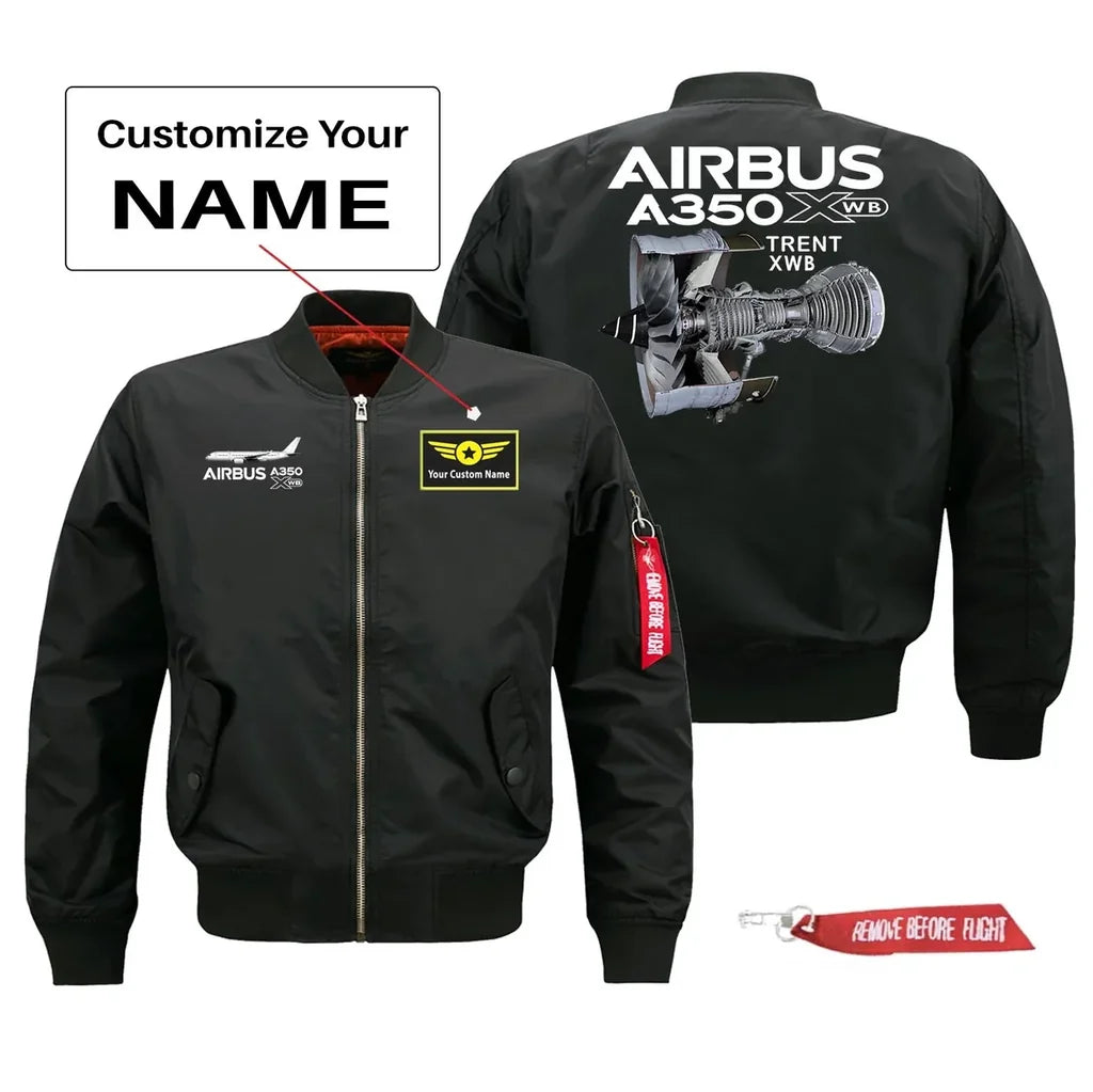 Airbus A350 & Trent WXB Engine Pilot Jackets (Customizable) aviation design printed on comfortable shell with classic fit des.