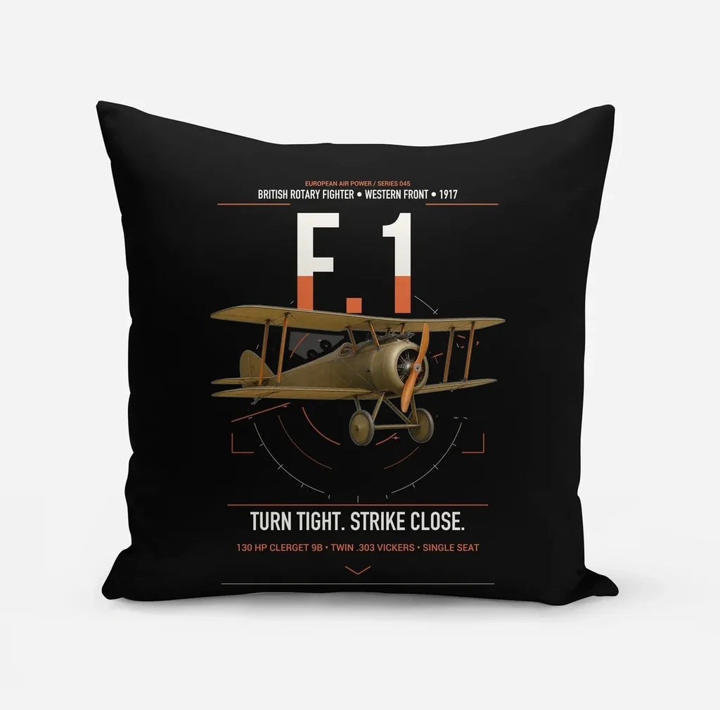 Sopwith Camel F.1 design on black pillow