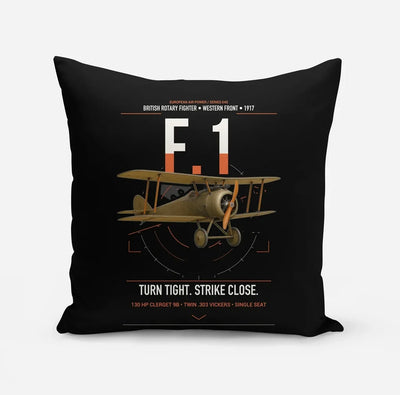 Sopwith Camel F.1 design on black pillow