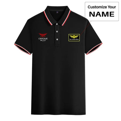 Drone Pilot aviation design printed on soft cotton stylish polo shirt.