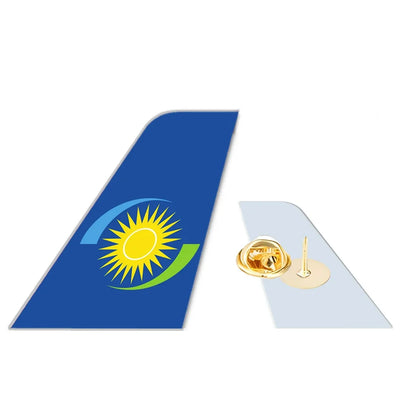 RwandAir Airlines aviation design tail-shape badge pin in polished alloy.