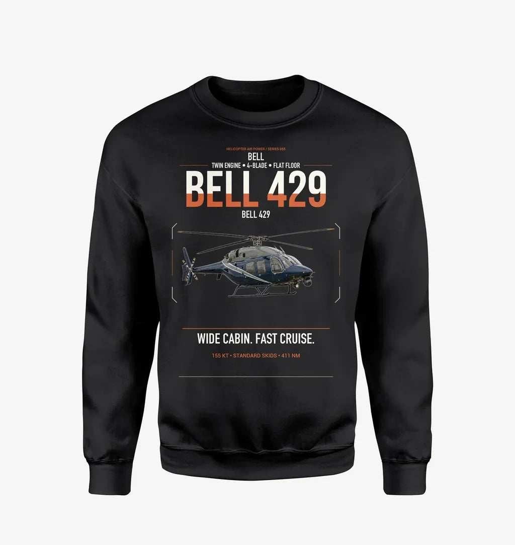 Bell 429 design on black sweatshirt