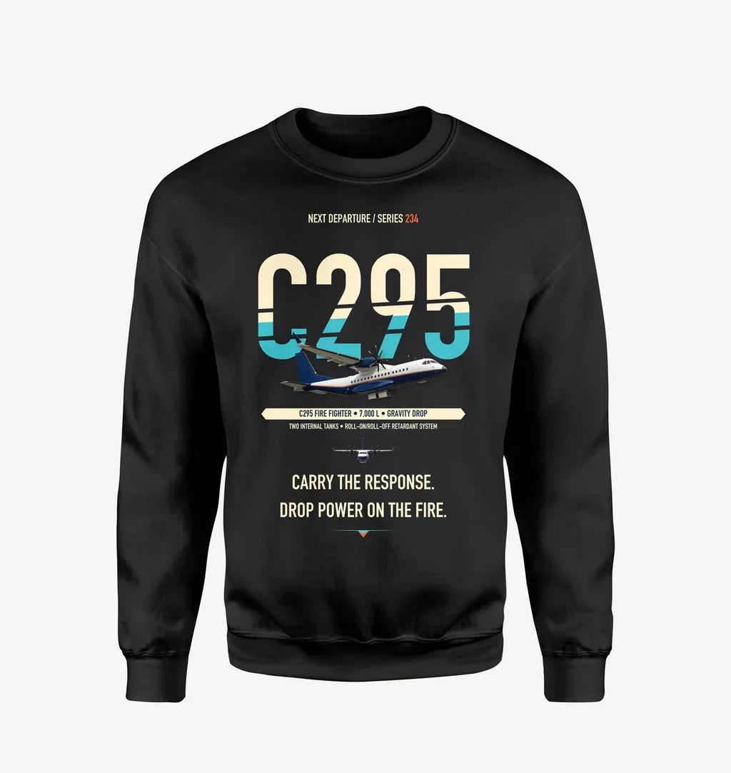 Airbus C295 Firefighter design on black sweatshirt