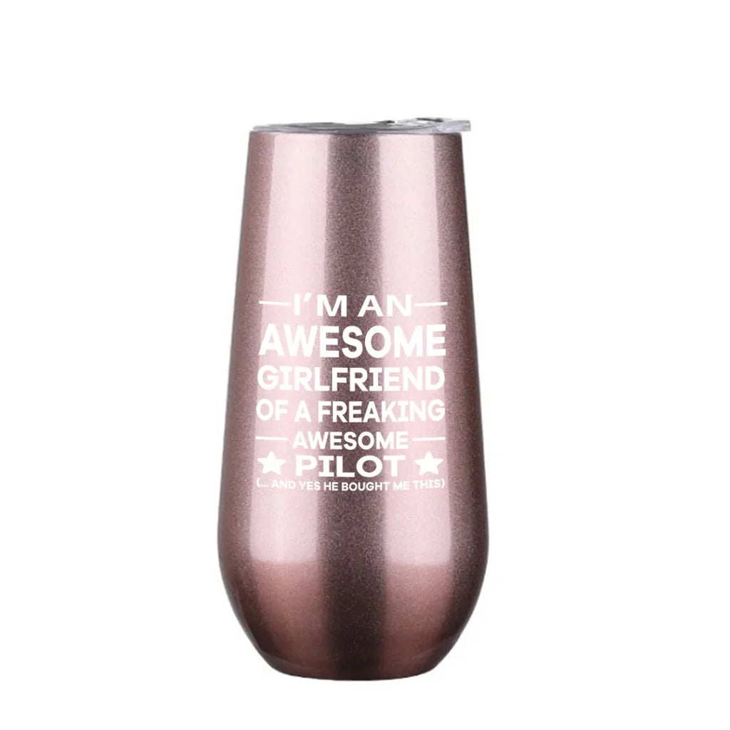 I am an Awesome Girlfriend 6oz Egg aviation design on 6oz egg cup, compact 6oz ceramic.