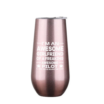 I am an Awesome Girlfriend 6oz Egg aviation design on 6oz egg cup, compact 6oz ceramic.