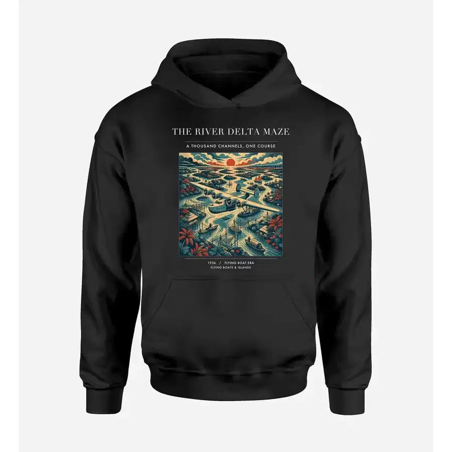 VINTAGE G4274 - The River Delta Maze - Premium Hoodie design on black premium